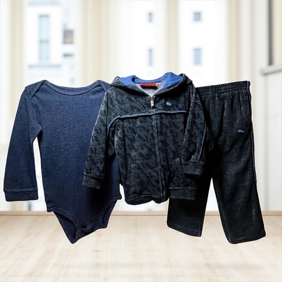 Puma Kids Y2K Velour Matching Set - Grey and Blue - Picture 1 of 4